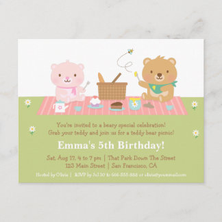 Niedlich Teddy Bear Picnic Geburtstagsparty Einlad Einladung