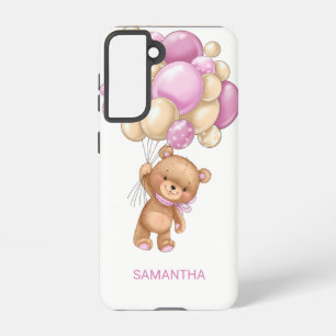 NIEDLICH Teddy Bear Pink Ballon Samsung Galaxy Fal Hülle