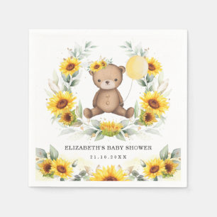 Niedlich Teddy Bear Sonnenblume Balloon Babydusche Serviette