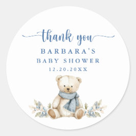 Niedlich Teddy Bear Winter Baby Dusche Danke Runder Aufkleber