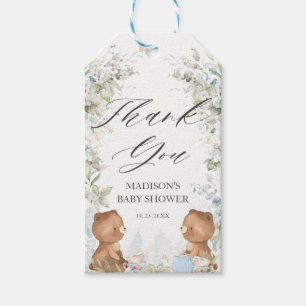 Niedlich Teddy Bears Twins Baby Dusche Tee Gastges Geschenkanhänger