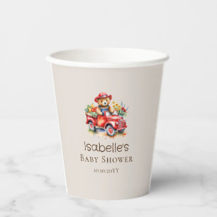 Niedlich Teddy Locally Grown Baby Shower Red Liefe Pappbecher