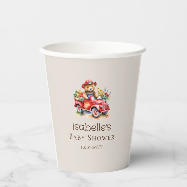 Niedlich Teddy Locally Grown Baby Shower Red Liefe Pappbecher (Vorderseite)