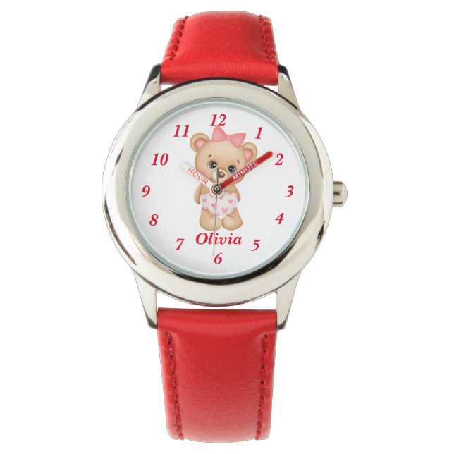 Niedlich Teddy Printed Kids Watch Armbanduhr (Vorderseite)
