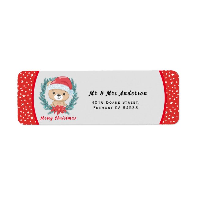 Niedlich Teddy Red and White Stars Frohe Weihnacht (Vorne)