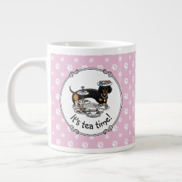 Niedlich Tee Party Dackel Hund (schwarz & tan) Fun Jumbo-Tasse