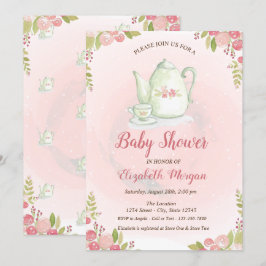 Niedlich Teekanne Floral Baby Dusche Einladung
