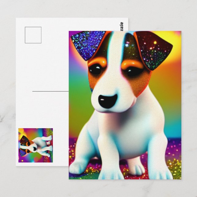 Niedlich Terrier Puppy Sparkle Nah-up Postkarte (Vorne/Hinten)