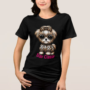 Niedlich Terrier Yorkshire Puppy "Bleibe Classy" C Tri-Blend Shirt