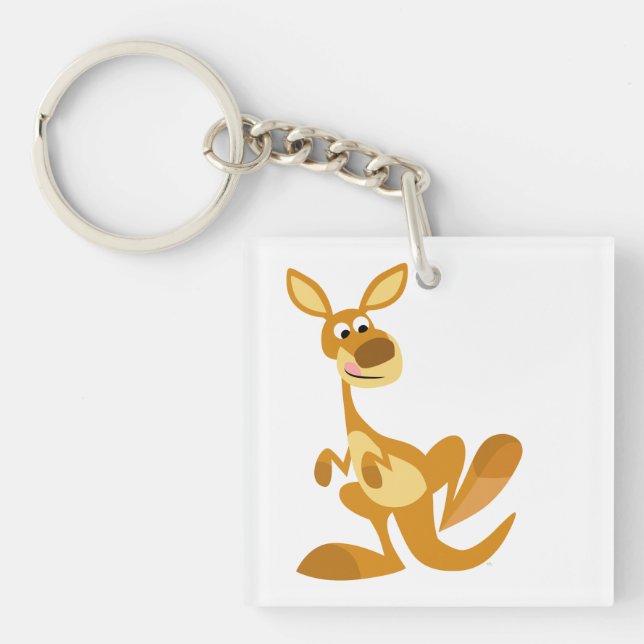 Niedlich Thumping Cartoon Kangaroo Acrylic Schlüss Schlüsselanhänger (Vorderseite)