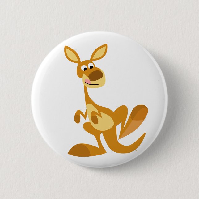 Niedlich Thumping Cartoon Kangaroo Button Abzeiche (Vorderseite)
