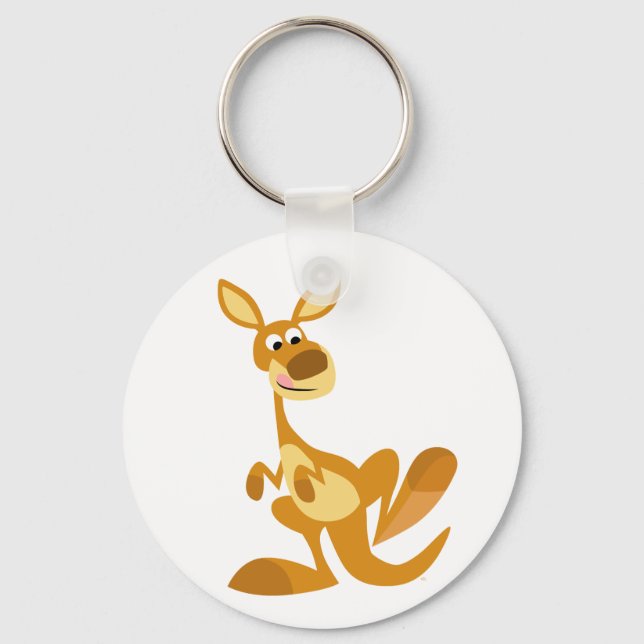 Niedlich Thumping Cartoon Kangaroo Schlüsselanhäng Schlüsselanhänger (Vorderseite)