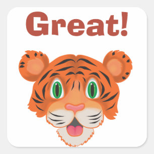 Niedlich Tiger Anpassbarer Text Quadratischer Aufkleber