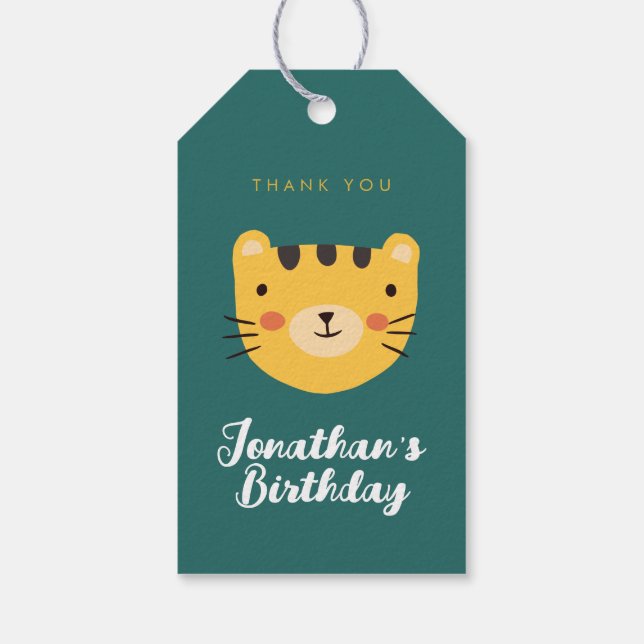 Niedlich Tiger Birthday danke Ihnen Geschenkanhänger (Rückseite)