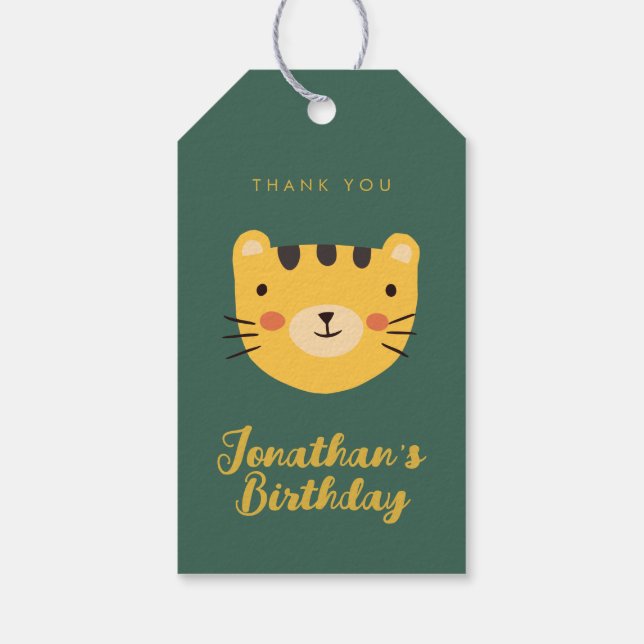 Niedlich Tiger Birthday vielen Dank Geschenkanhänger (Rückseite)