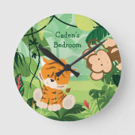 Niedlich Tiger Custom Safari Animal Kids Room Runde Wanduhr
