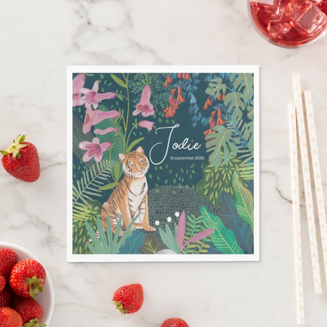 Niedlich Tiger Jungle Neue Babydusche Serviette (Beispiel)