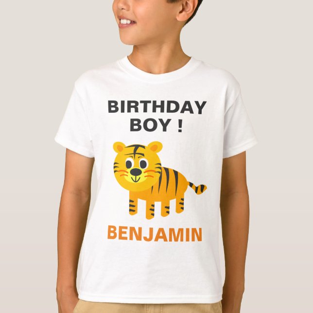 Niedlich Tiger Kindergeburtstag Party T-Shirt (Vorderseite)