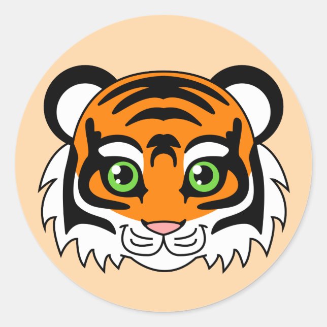 Niedlich Tiger Orange Runder Aufkleber (Vorderseite)