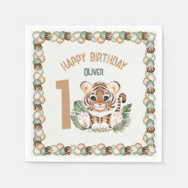 Niedlich Tiger Wild One Boy 1. Geburtstag Serviette