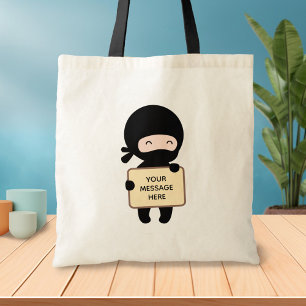 Niedlich Tiny Ninja Holding Sign Tragetasche