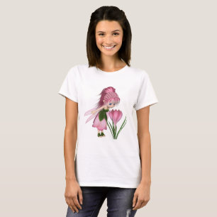Niedlich Toon Pink Crocus Fairy, Stehend von einer T-Shirt
