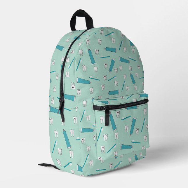Niedlich Tooth Aquamarin Minze Zahnpasta Zahnbürst Bedruckter Rucksack (Rückseitige Ecke links)