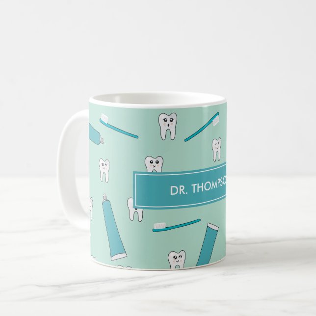 Niedlich Tooth Aquamarin Minze Zahnpasta Zahnbürst Kaffeetasse (Vorderseite Links)