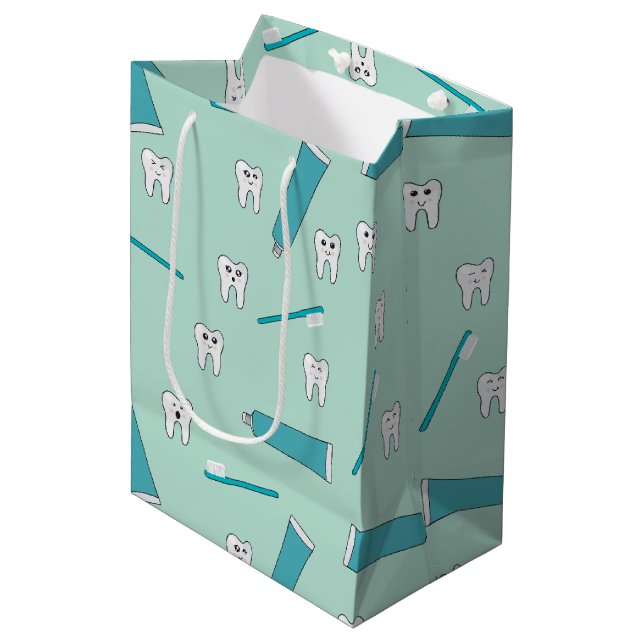 Niedlich Tooth Aquamarin Minze Zahnpasta Zahnbürst Mittlere Geschenktüte (Vorderseite Schrägansicht)