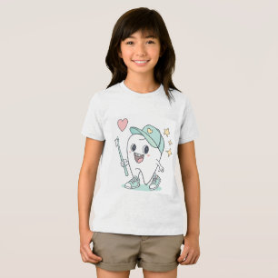 Niedlich Tooth Cartoon - Kinder Zahnfleisch Shirt