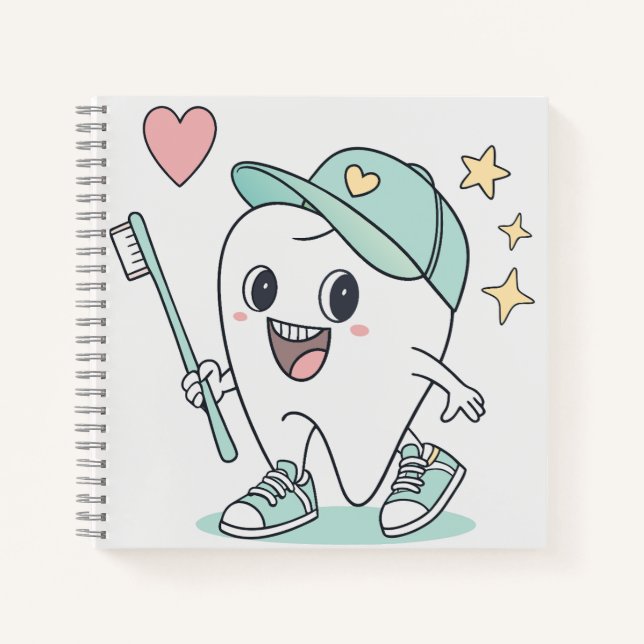 Niedlich Tooth Cartoon - Kindermobiltelefon Notizbuch (Vorderseite)
