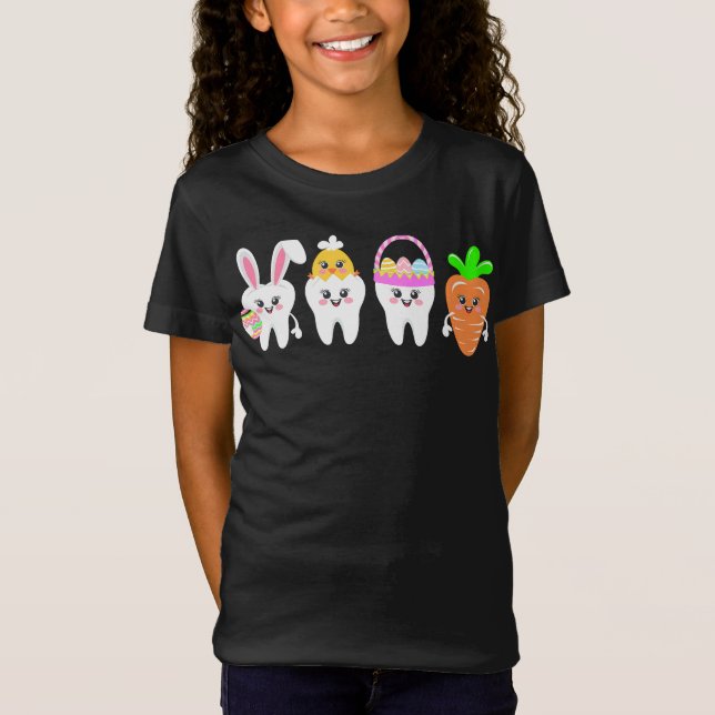 Niedlich Tooth Oaster Basket Carrot Bunny Chick Za T-Shirt (Vorderseite)