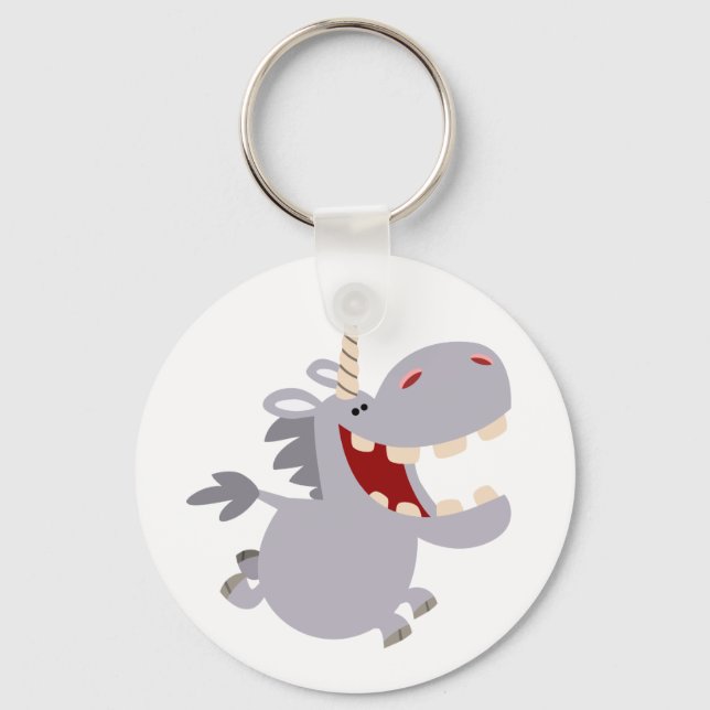 Niedlich Toothy Cartoon Unicorn Schlüsselanhänger (Vorderseite)