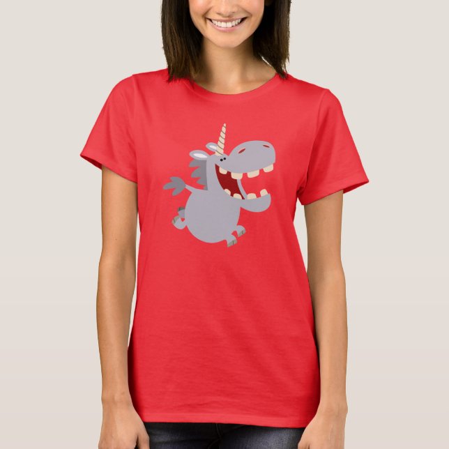 Niedlich Toothy Cartoon Unicorn T - Shirt (Vorderseite)