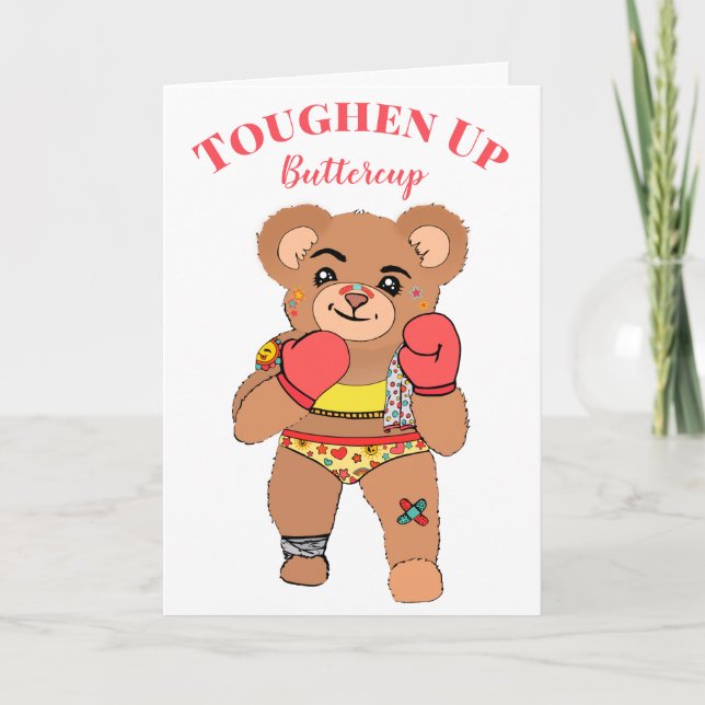 Niedlich Tough Teddy | Sweet Get Well bald/Bleibe  Karte (Vorderseite)