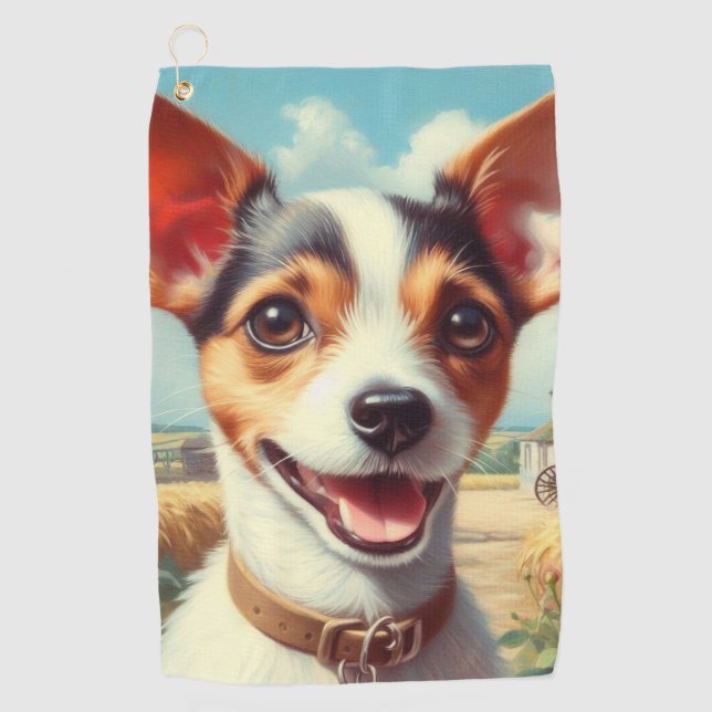 Niedlich Toy Fox Terrier Painting Golfhandtuch (Vorderseite)