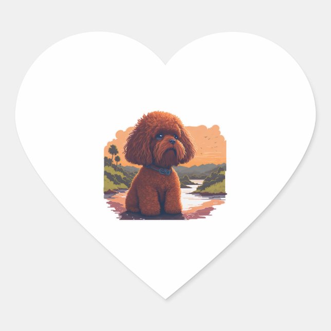 Niedlich Toy Poodle Herz-Aufkleber (Vorderseite)