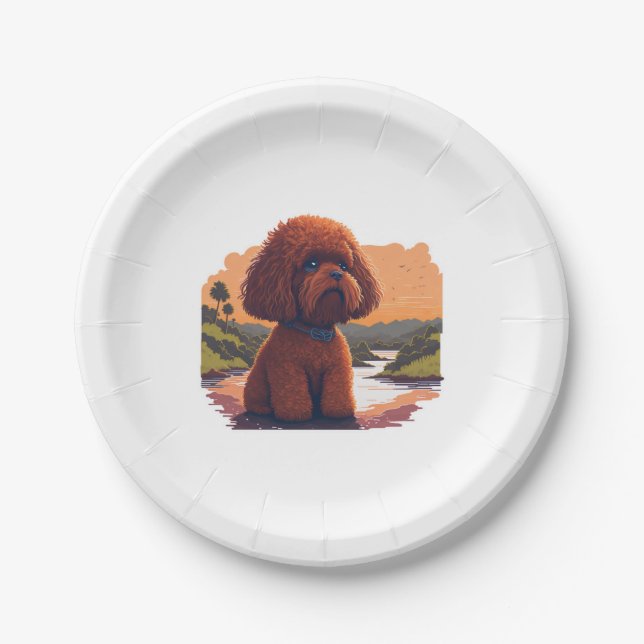 Niedlich Toy Poodle Pappteller (Vorderseite)