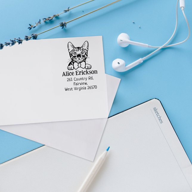 Niedlich Toyger Cat Rücksendeadresse Gummistempel (Von Creator hochgeladen)