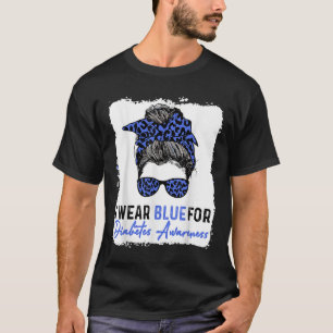 Niedlich trage ich Blau für Diabetes, Leopard T-Shirt
