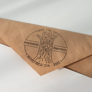 Niedlich Tree Trunk Initials Save the Date Hochz Permastempel
