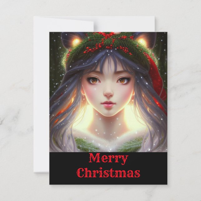 Niedlich Trendy Anime Manga Weihnachtskarte Feiertagskarte (Vorderseite)