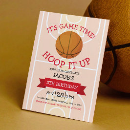 Niedlich Trendy Basketball Court & Ribbon Geburtst Einladung