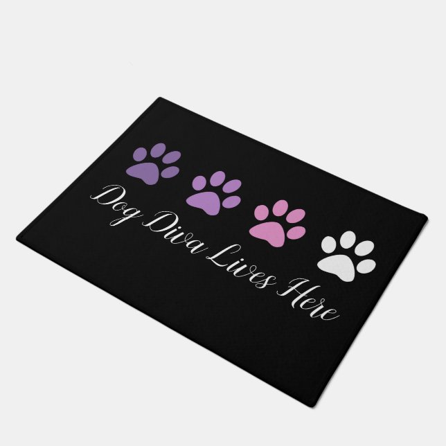 Niedlich Trendy Funny Dog Diva Willkommensmattel Fußmatte (Schrägansicht)