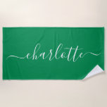 Niedlich Trendy Kelly Green Script Name Personalis Strandtuch<br><div class="desc">Niedlich Trendy Kelly Green Script Name Personalisiert Beach Handtuch</div>