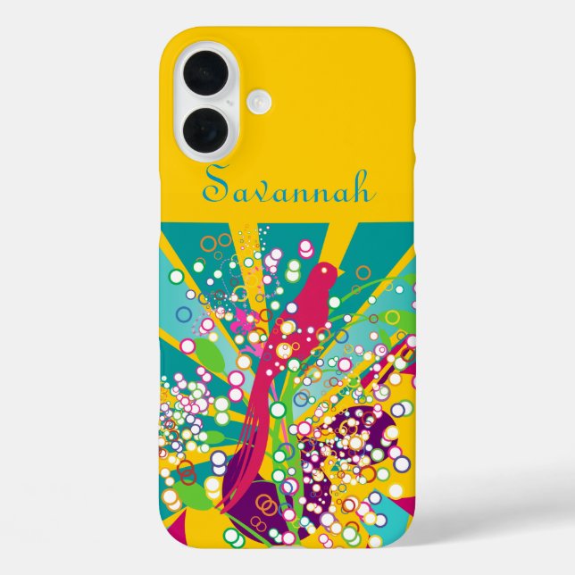 Niedlich Trendy Modern Pink Swallow Bird iPhone 16 Plus Hülle (Rückseite)