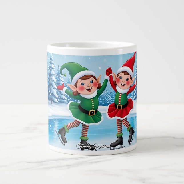Niedlich Trendy Moderne Moderne Funny Frohe Weihna Jumbo-Tasse (Vorderseite)