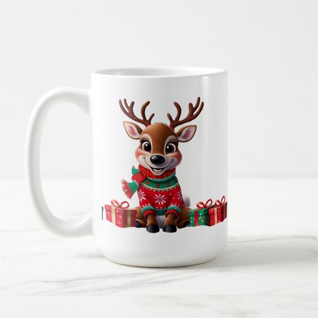 Niedlich Trendy Moderner Spaß Funny Frohe Weihnach Kaffeetasse (Links)