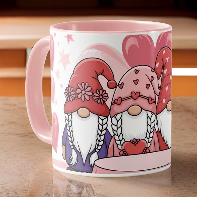 Niedlich Trendy Pink Gnome Liebe Valentine Classic Tasse (Von Creator hochgeladen)
