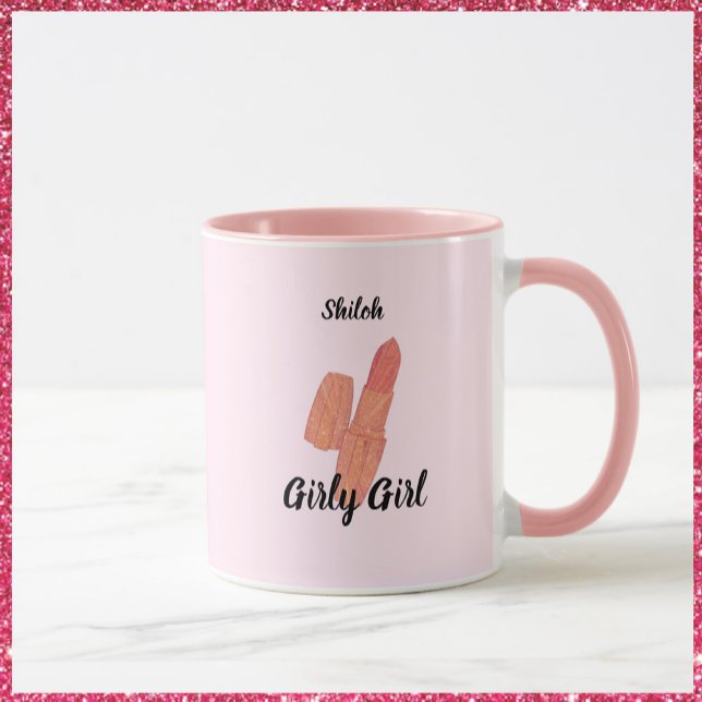 Niedlich Trendy Pink Lipstick Girly Girly Girl Tasse (Von Creator hochgeladen)